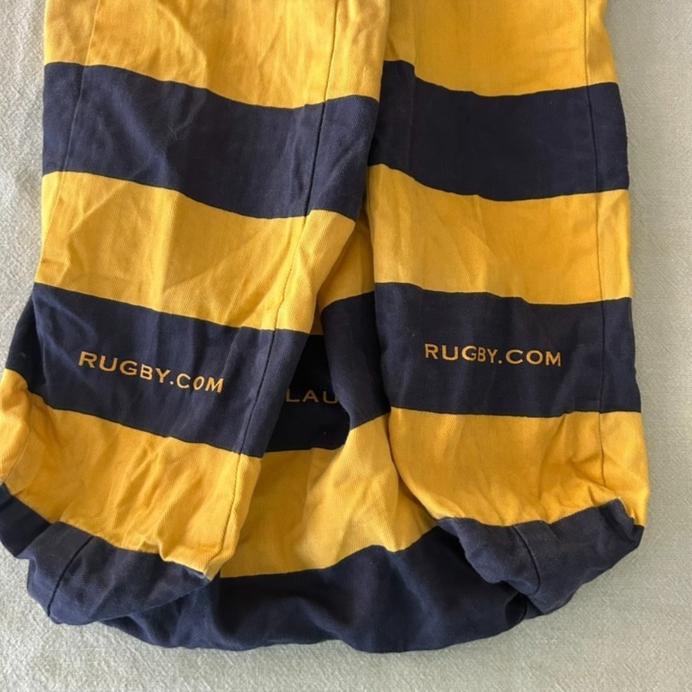 Vintage Rugby by Ralph Lauren Canvas Tote Bag Navy Yellow Stripes Logo - Picture 5 of 15